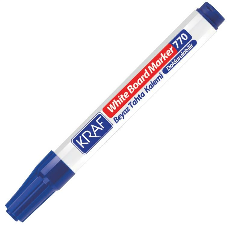 KRAF 770 BEYAZ TAHTA KALEMİ DOLDURULABİLİR MAVİ 12'Lİ KT.