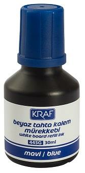 KRAF 445G BEYAZ TAHTA KALEM MÜREKKEBİ 30 ML MAVİ 12'Lİ KT.