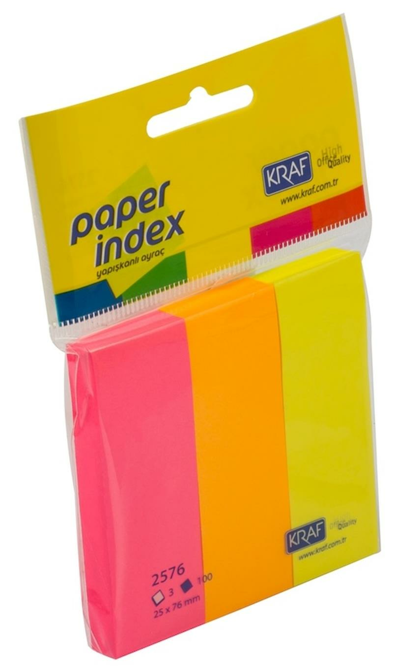KRAF 2576 INDEX KAĞIT 25X76MM 3 RENK X 100YP 12'Lİ PAKET