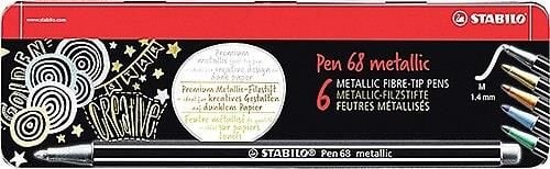 STABİLO PEN 68 KEÇE UÇLU KALEM 6806-8-32 METALİK METAL KUTU 6'LI