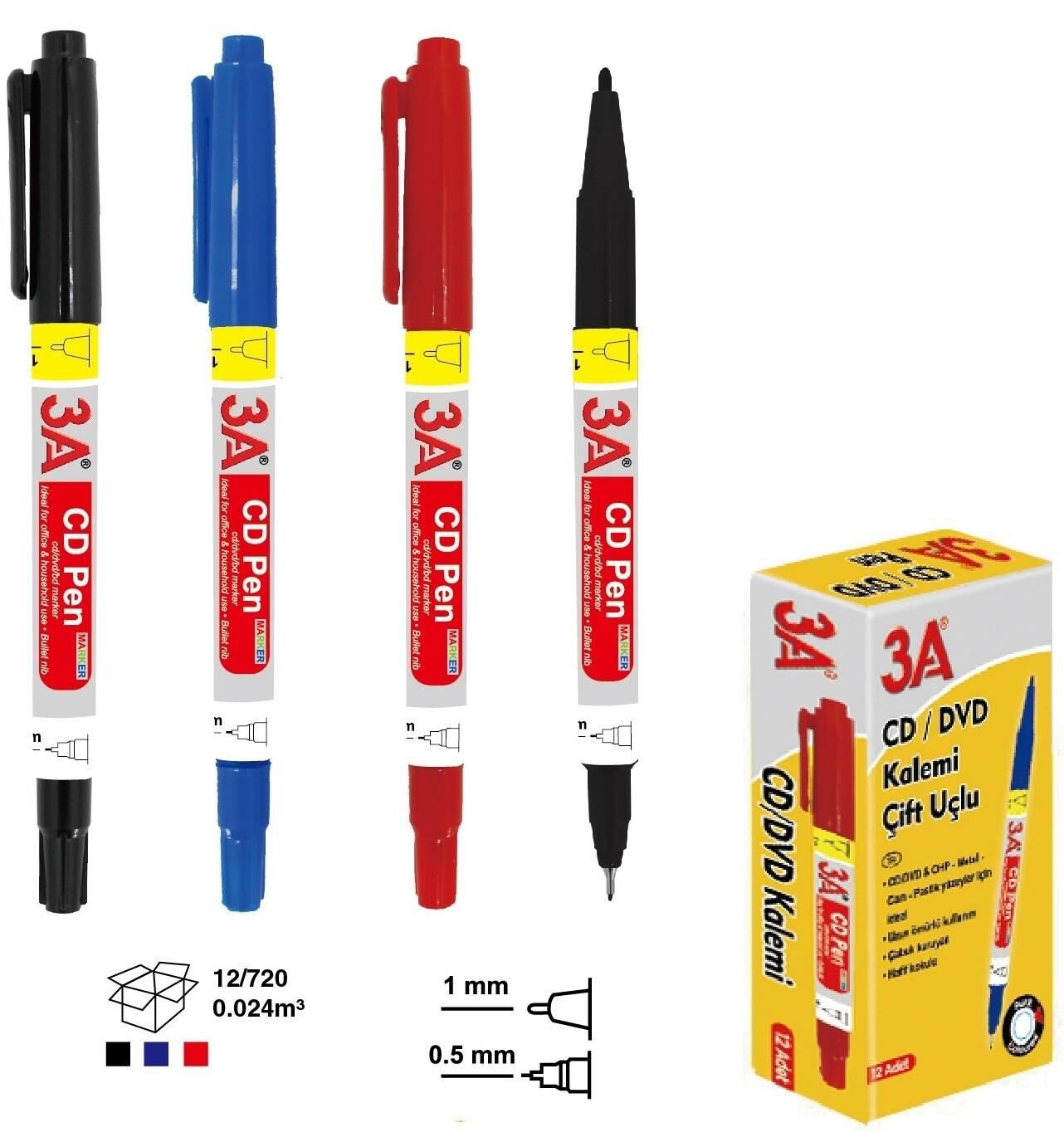 3A 1431 ASETAT KALEMİ MAVİ 12'Lİ KT.