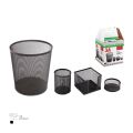 3A 1237 METAL PERFORE OFİS SETİ 4'LÜ SET(KALEMLİK+KÜP NOTLUK+ATAÇLIK+ÇÖP KOVASI)