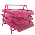 BİGPOİNT BP413-22 METAL PERFORE EVRAK RAFI 3'LÜ PEMBE