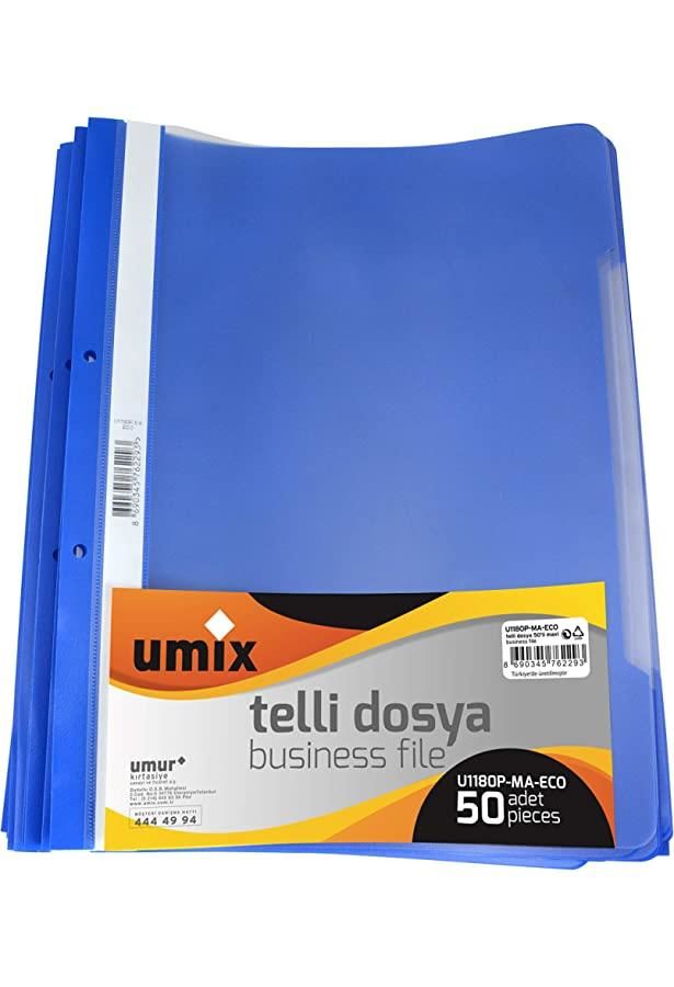 UMİX U1180P-MA-ECO A4 TELLİ DOSYA 50'Lİ MAVİ