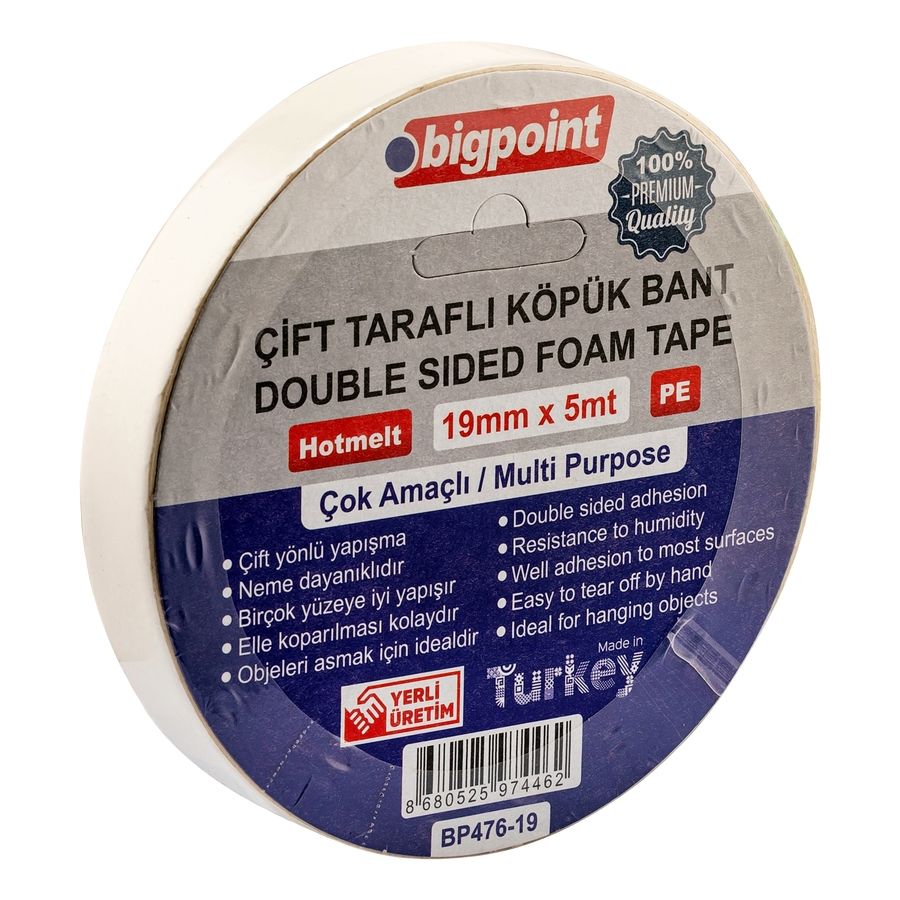 BİGPOİNT BP476-19 ÇİFT TARAFLI KÖPÜK BANT 19MMX5M
