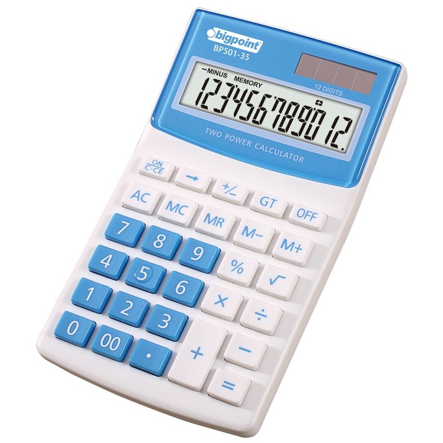 BİGPOİNT BP501-35 HESAP MAKİNESİ 12 HANE MAVİ