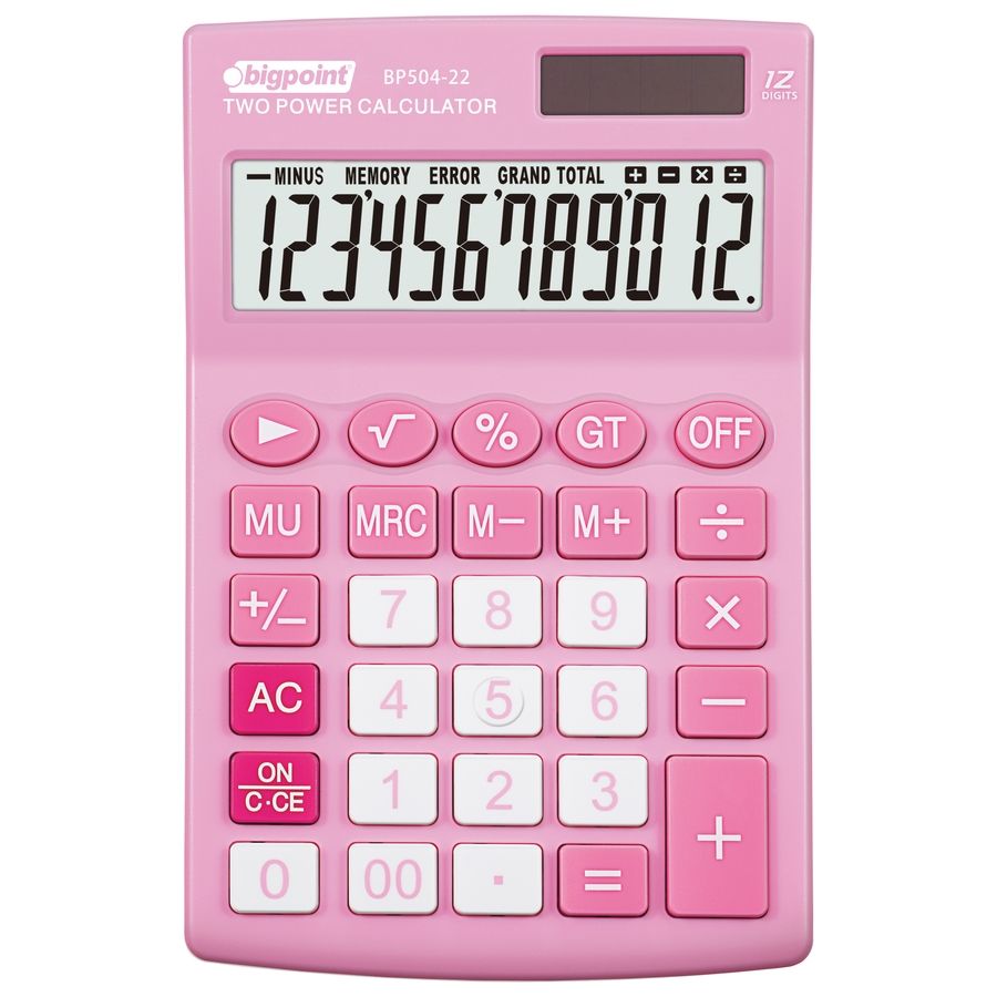 BİGPOİNT BP504-22 HESAP MAKİNESİ 12 HANE PEMBE
