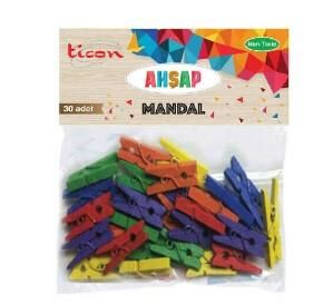 TİCON 328582 AHŞAP MANDAL KÜÇÜK BOY 30'LU PAKET RENKLİ