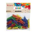 TİCON 328582 AHŞAP MANDAL KÜÇÜK BOY 30'LU PAKET RENKLİ