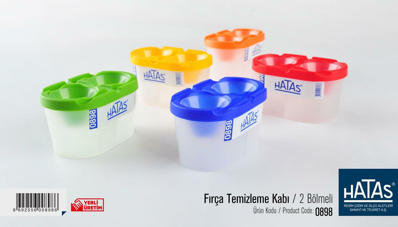 HATAS  0898 FIRÇA TEMİZLEME KABI 2 BÖLMELİ 24'LÜ KT.