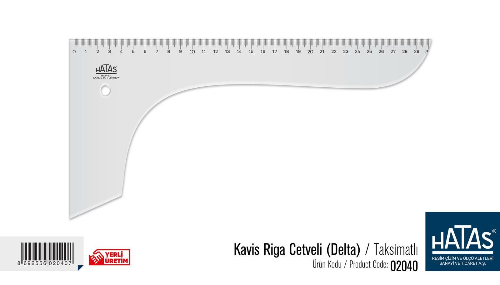 HATAS  02040 RİGA CETVEL (DELTA) TAKSİMATLI