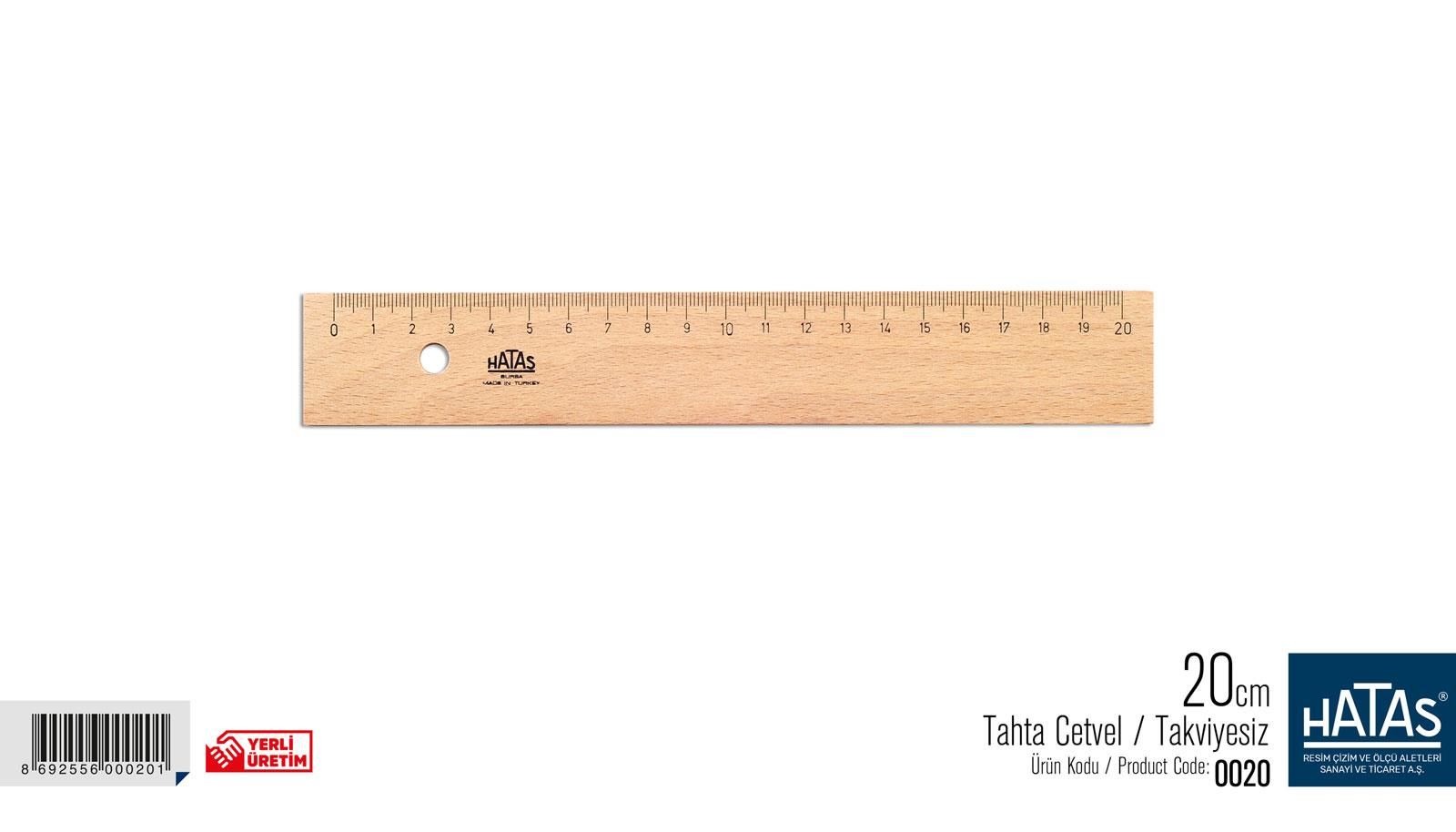 HATAS 00020 TAHTA CETVEL 20 CM TAKVİYESİZ 25'Lİ KT.