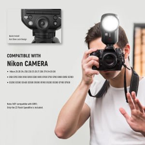 Neewer Z2-N Yuvarlak Başlıklı Bataryalı Tepe Flaşı Difüzör Set (Nikon)
