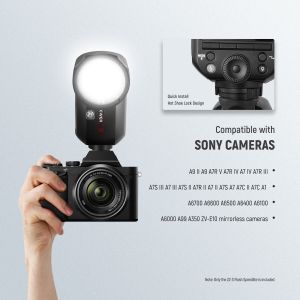 Neewer Z2-S Yuvarlak Başlıklı Bataryalı Tepe Flaşı Difüzör Set (Sony)