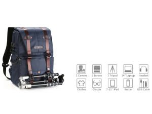 K&F Concept Kemerli L Mavi Sırt Çantası (KF13.087)