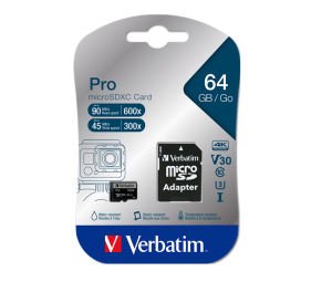 Verbatim 64GB Pro U3 Micro SDXC Hafıza Kartı