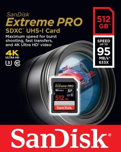 SanDisk 512GB Extreme Pro SDHC/SDXC Hafıza Kartı (200mb)