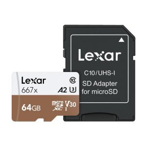 Lexar 64GB Professional 667x UHS-I microSDXC Hafıza Kartı ve SD Adaptör