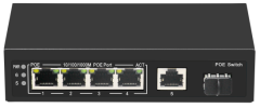 ODS-4P1U1S - 4 ports 10/100/1000M PoE Switches + with, 1 UPLİNK GİGABİT 1 Uplink SFP port 65W