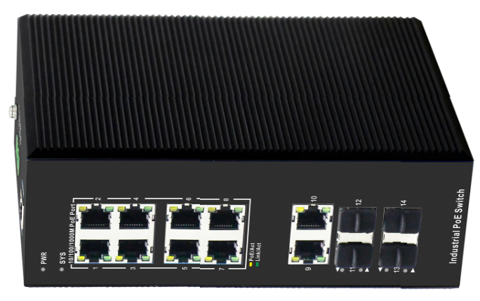 ODS-E-8MGP2U4S - Managed 8 Ports 10/100/1000M Industrial PoE Switch