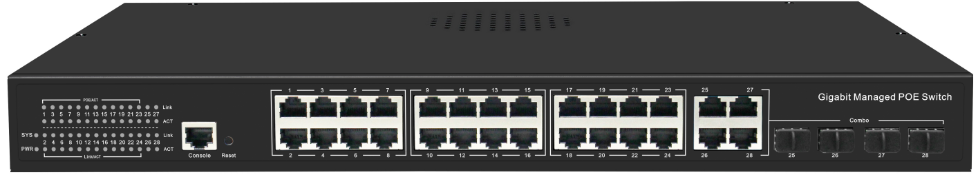 ODS-24MP4S1C-400 - layer 2 Managed, 24 ports 10/100/1000M PoE Switches