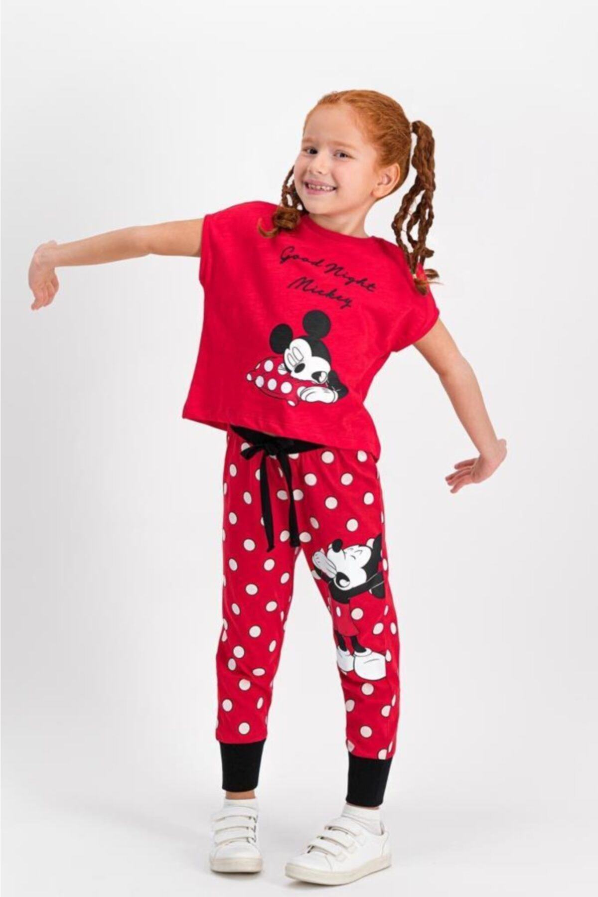 MICKEY MOUSE KIZ GARSON KISA KOL PİJAMA TAKIMI
