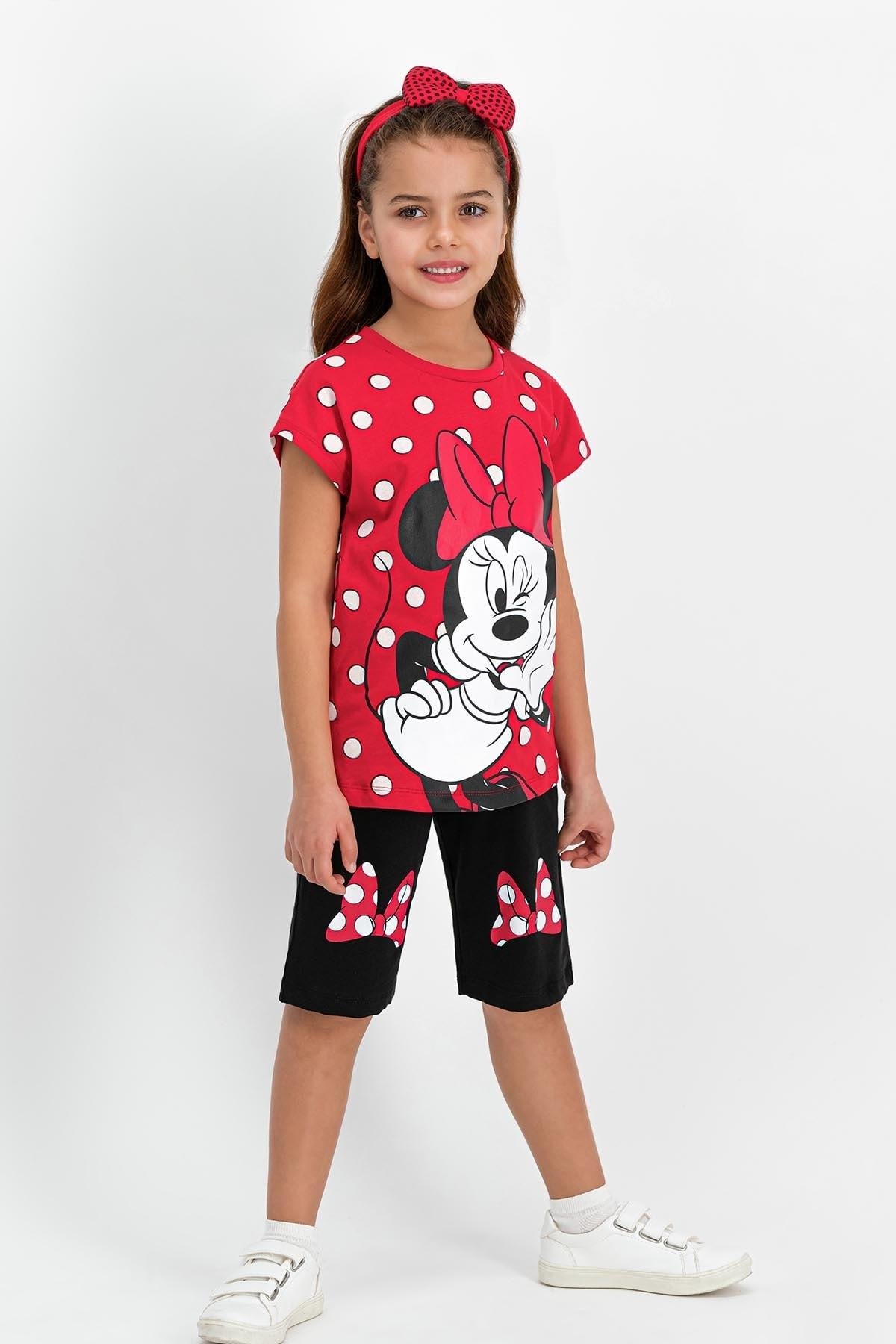 MINNIE MOUSE KIZ GARSON KISA KOL KAPRİ TAKIMI