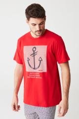 Erkek Kirmizi T-Shirt Şort Takımı