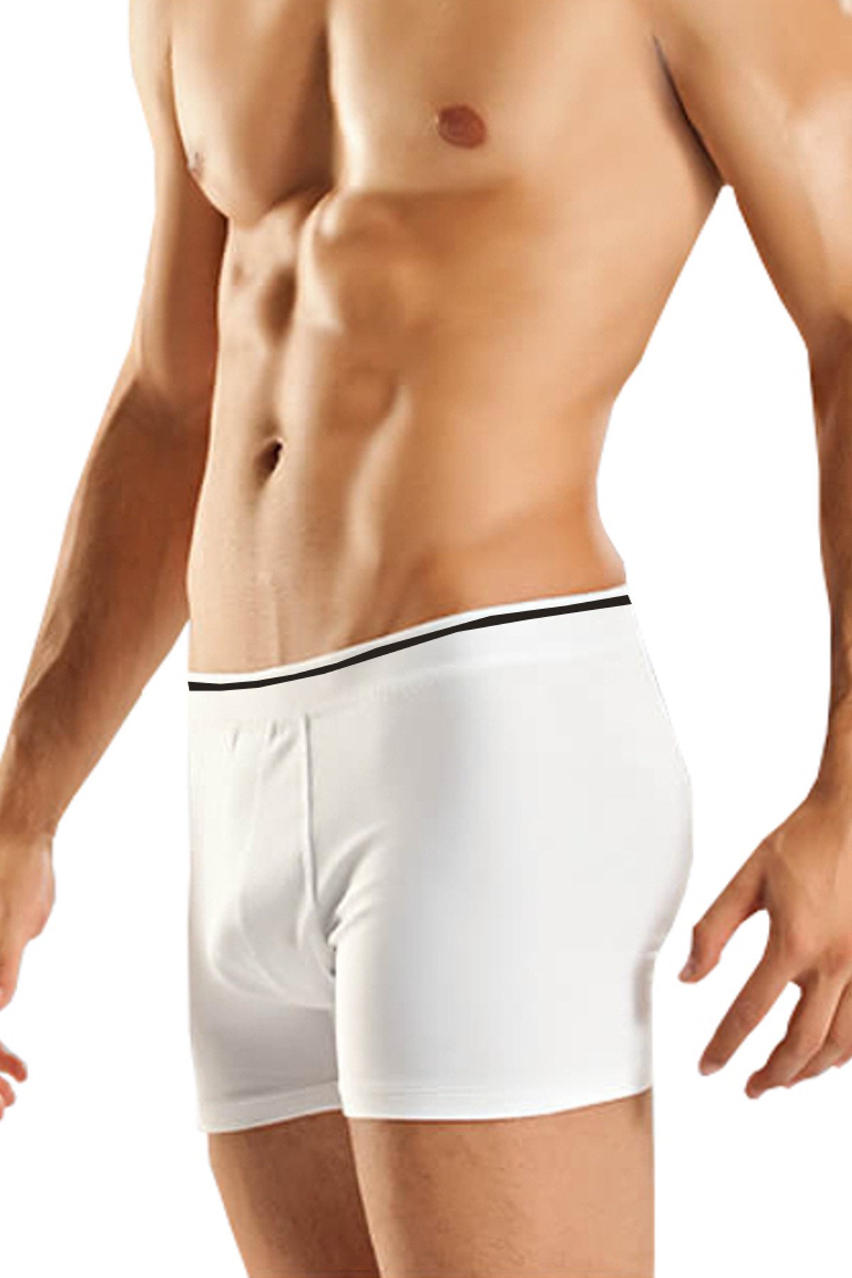 Erkek Beyaz 6'lı Paket  Likralı Modal EsnekBoxer ELF568BER4476CCM6