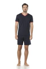 Erkek Lacivert Triko Ropdöşambır Ve Pijama 5'li Set Takım