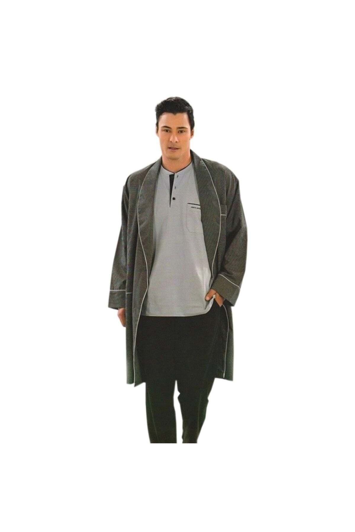 Erkek Füme Damat Çeyiz Pijama Takım & Robdöşambr 3 Lü Damat Pijama Set 5555