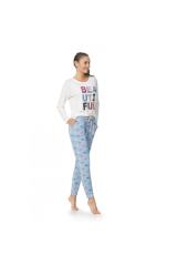 Kadın Ekru  Puantiyeli Pijama Takımı 1030
