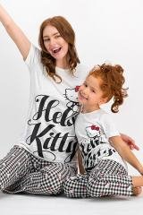 HELLO KITTY BAYAN KISA KOLLU PİJAMA TAKIMI