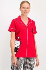HELLO KITTY BAYAN GÖMLEK PİJAMA TAKIMI