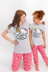 HELLO KITTY BAYAN KOLLU PİJAMA TAKIMI