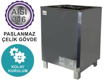 FINTECH Dıştan Kumandalı Sauna Sobası SAW Model 10,5kW 10-15m3 (40kg taş kapasitesi)-ToptancıyızBiz