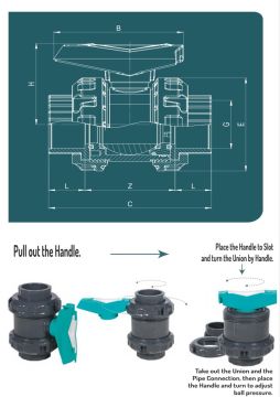 Gemaş Havuz Pvc Küresel Su Vanası d.50 mm–Yapıştırmalı-Pool Valve-ToptancıyızBiz