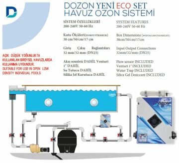 Dozon ECO SET Havuz Ozon Sistemi 1g/h 100W- 1/10m3-ToptancıyızBiz