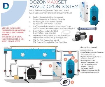 Dozon MAXI SET Havuz Ozon Sistemi 15g/h 1KW- 1/150m3-ToptancıyızBiz