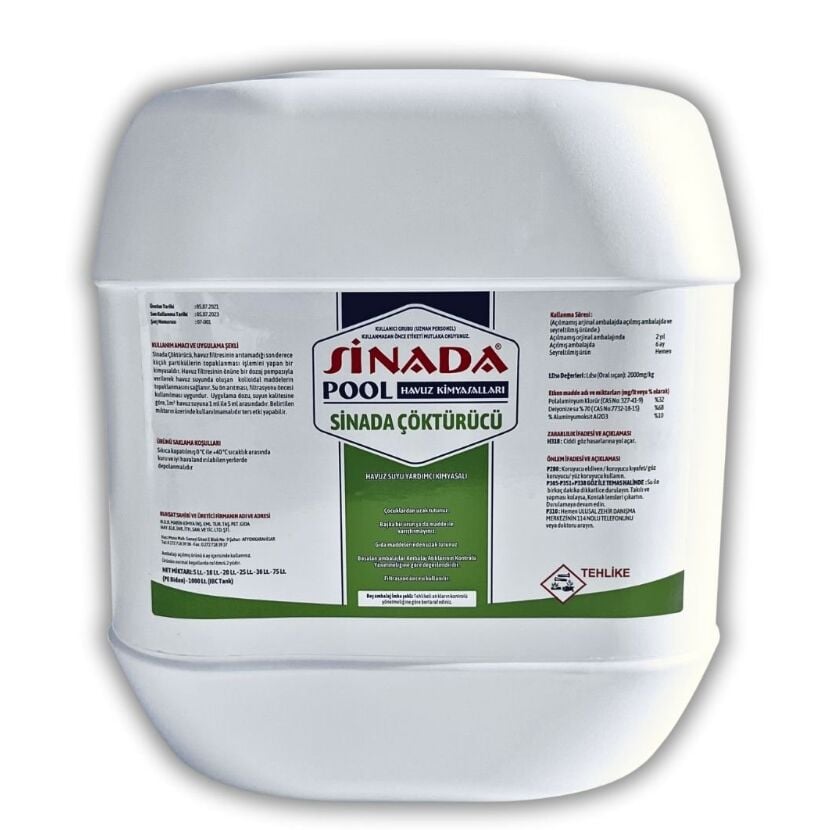 Sinada Havuz Suyu Çöktürücü 20 kg - Liquid Flocculant -ToptancıyızBiz
