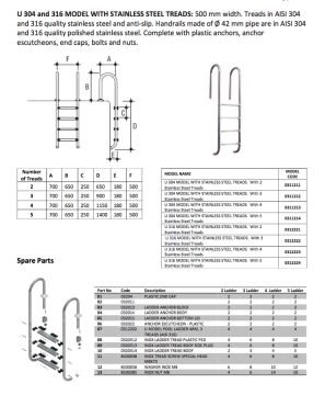 Gemaş Havuz Merdiveni 5 Basamaklı Standart U 304 Model Paslanmaz-ToptancıyızBiz