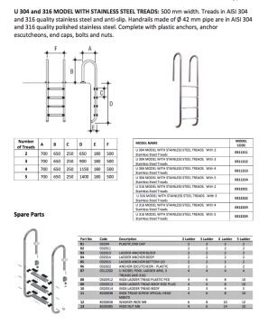 Gemaş Havuz Merdiveni 3 Basamaklı Standart U 316 Model Paslanmaz-ToptancıyızBiz