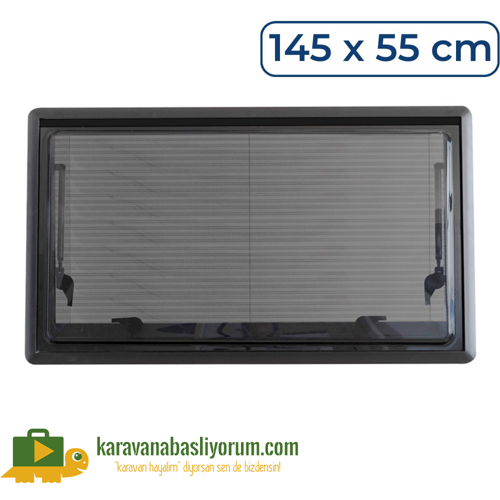 Amortisörlü Karavan Cam Pencere 145cm x 55cm