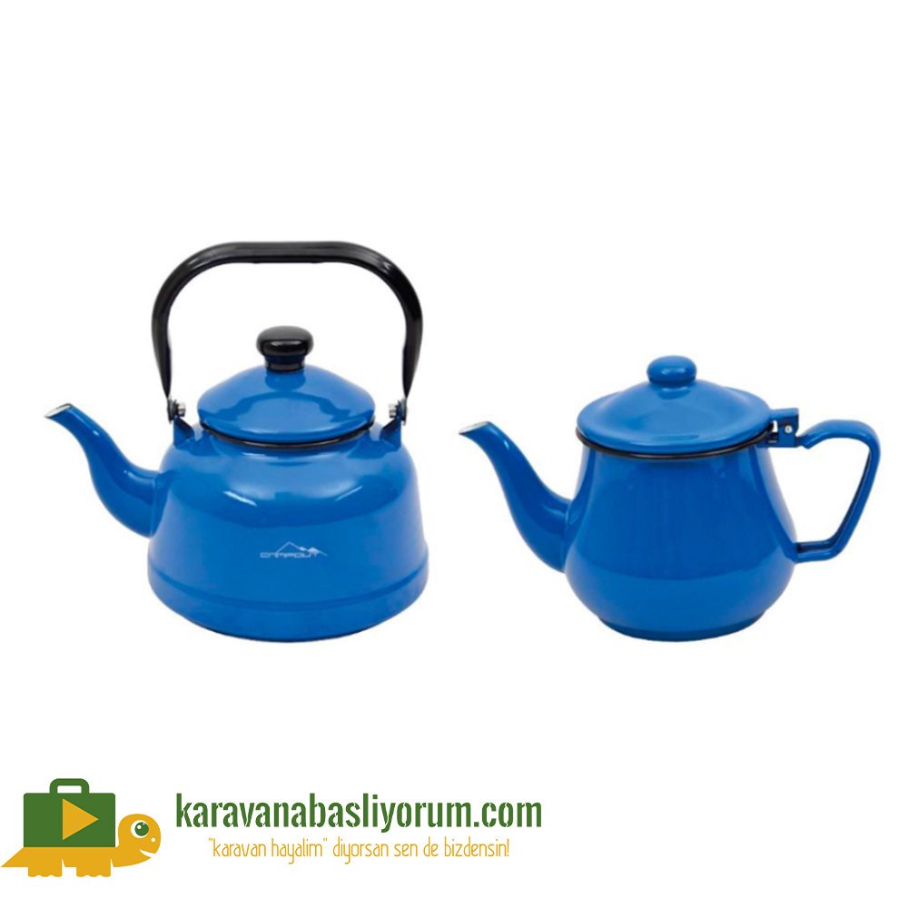 Campout Emaye Çaydanlık Set - Mavi