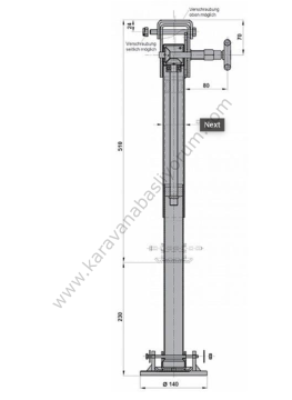 45 Derece Dönebilir Destek Pivot Ayak 500 KG 510MM-740MM