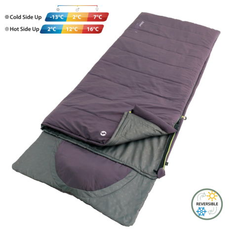 Outwell Contour Yazlık ve Kışlık Taraflı -13 °C Uyku Tulumu D.Purple  Sağ F.