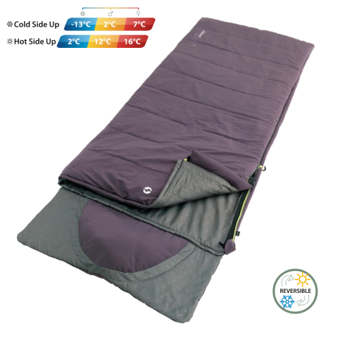 Outwell Contour Yazlık ve Kışlık Taraflı -13 °C Uyku Tulumu D.Purple  Sol F.