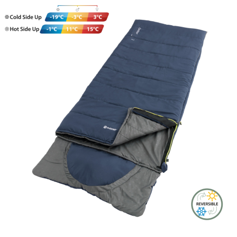 Outwell Contour Lux Yazlık & Kışlık Taraflı -19°C Uyku Tulumu Blue Sol F.