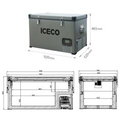 ICECO YCD99 12/24Volt 220Volt 99 Litre Tek Bölmeli Outdoor Kompresörlü Oto Buzdolabı/Dondurucu
