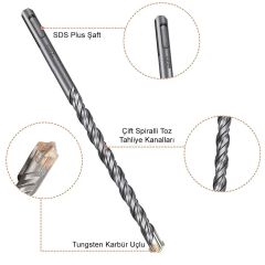 CAT DA03901 10 Parça Tungsten Karbür SDS-Plus Beton Matkap Uç Seti